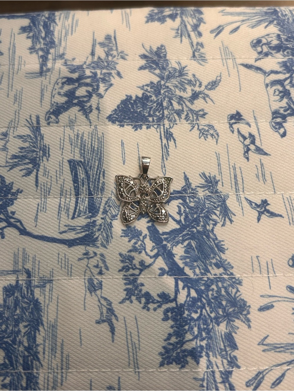 Delicate Silver Butterfly Pendant - Filigree Design